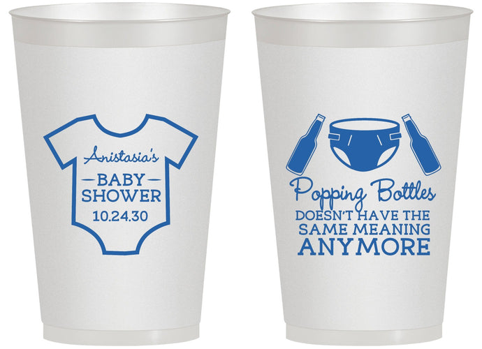 Personalized Baby Shower 14 oz Frosted Cups - Popping Bottles | 90169