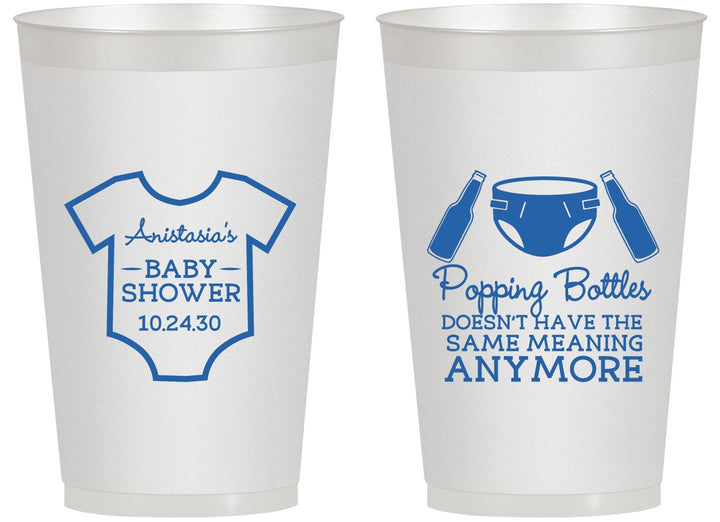 Personalized Baby Shower 14 oz Frosted Cups - Popping Bottles | 90169