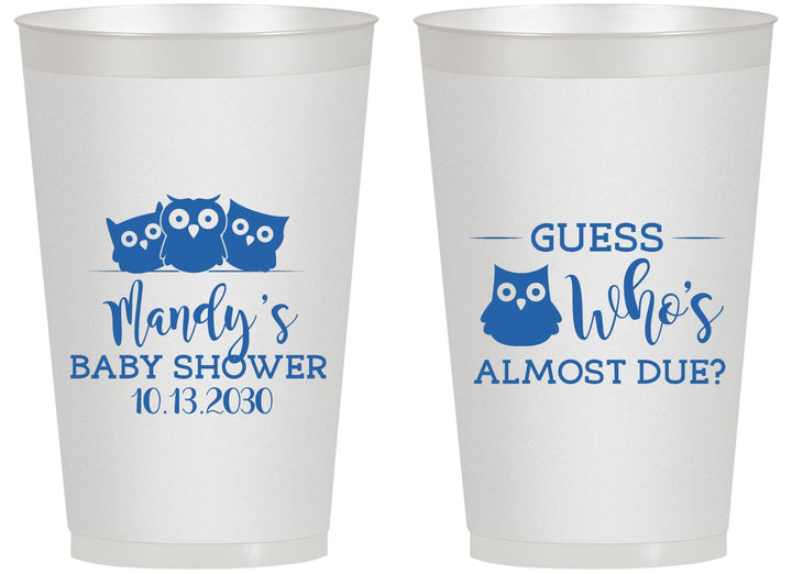 Personalized Baby Shower 14 oz Frosted Cups - Owl Whos Almost Due | 90170