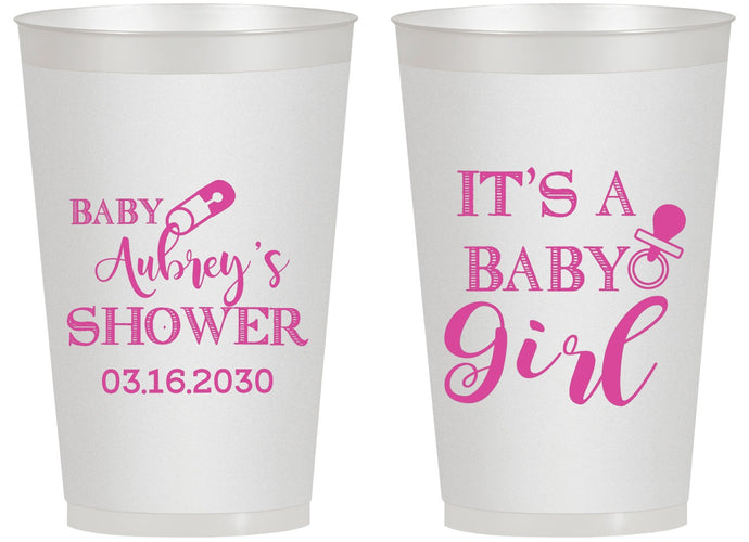Personalized Baby Shower 14 oz Frosted Cups - Baby Girl | 90171