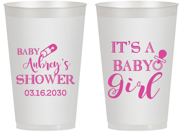 Personalized Baby Shower 14 oz Frosted Cups - Baby Girl | 90171