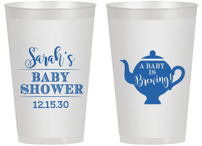 Personalized Baby Shower 14 oz Frosted Cups - Baby Is Brewing | 90172
