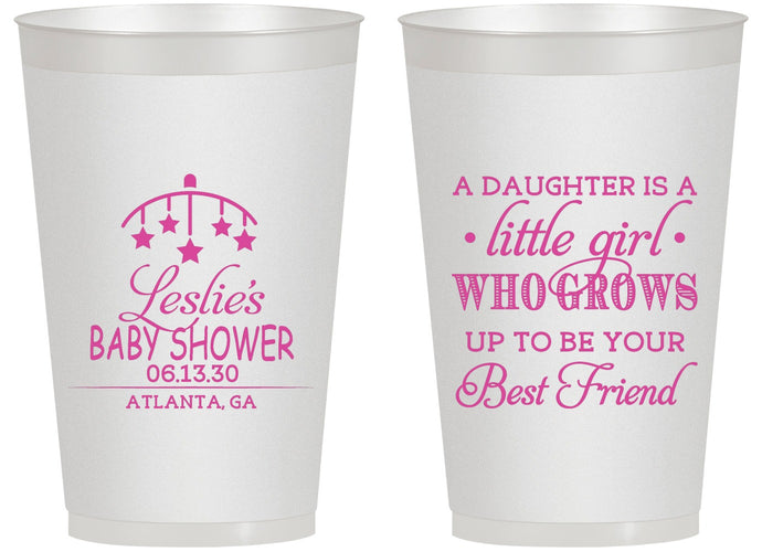Personalized Baby Shower 14 oz Frosted Cups - Little Girls Best Friend | 90173
