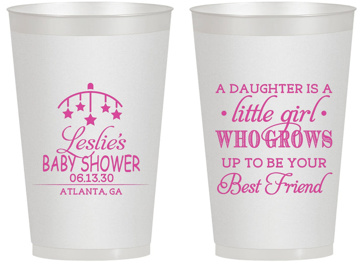 Personalized Baby Shower 14 oz Frosted Cups - Little Girls Best Friend | 90173
