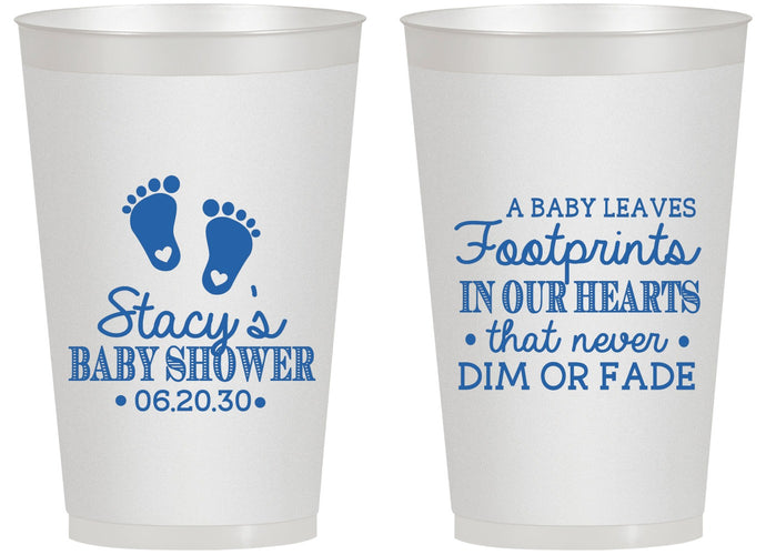 Personalized Baby Shower 14 oz Frosted Cups - Footprints | 90176