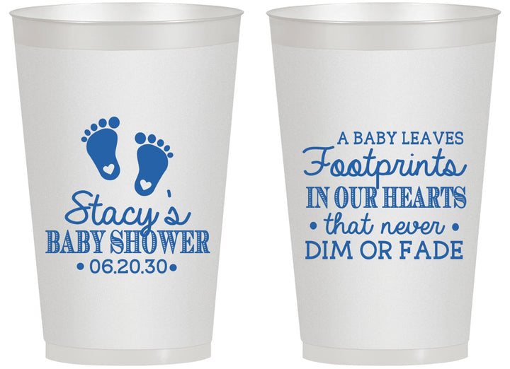 Personalized Baby Shower 14 oz Frosted Cups - Footprints | 90176