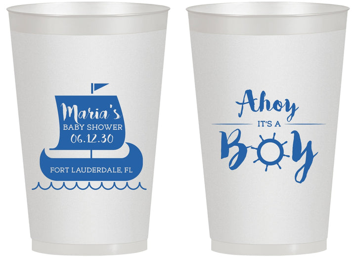 Personalized Baby Shower 14 oz Frosted Cups - Ahoy It’s A Boy | 90177
