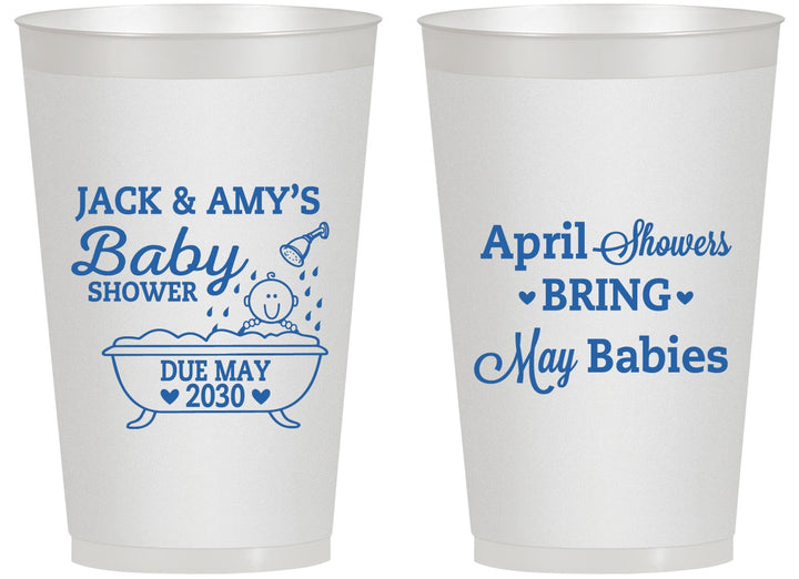 Personalized Baby Shower 14 oz Frosted Cups - April Showers May Babies | 90181