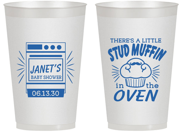 Personalized Baby Shower 14 oz Frosted Cups - Stud Muffin | 90182