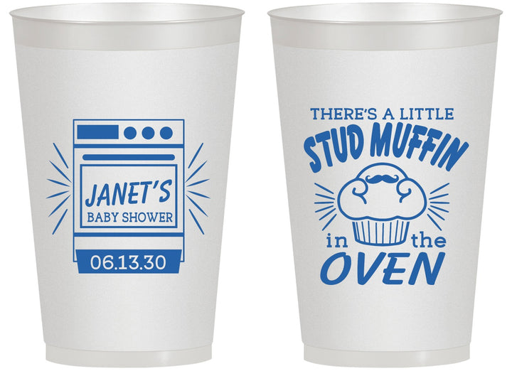 Personalized Baby Shower 14 oz Frosted Cups - Stud Muffin | 90182