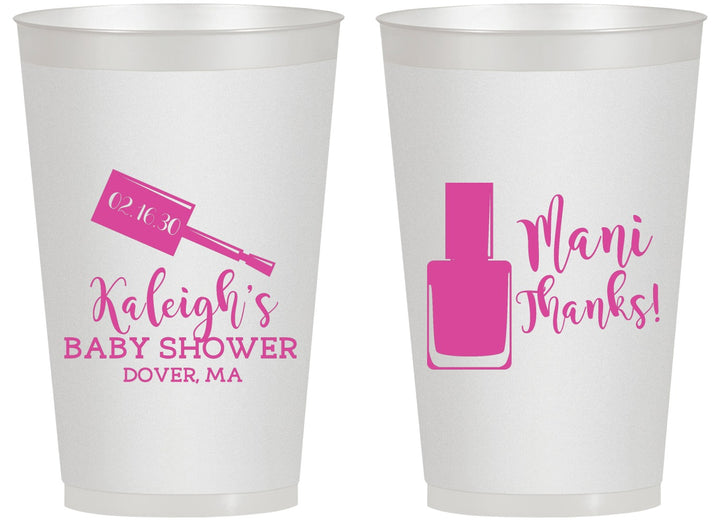 Personalized Baby Shower 14 oz Frosted Cups - Mani Thanks | 90184