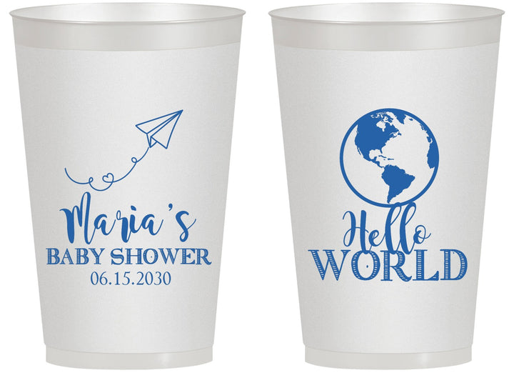 Personalized Baby Shower 14 oz Frosted Cups - Hello World | 90185