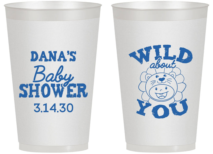 Personalized Baby Shower 14 oz Frosted Cups - Lion Wild About You | 90186