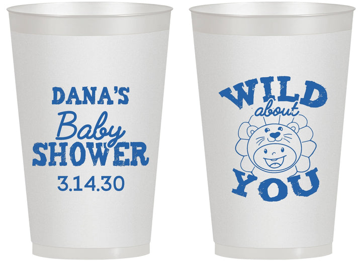 Personalized Baby Shower 14 oz Frosted Cups - Lion Wild About You | 90186