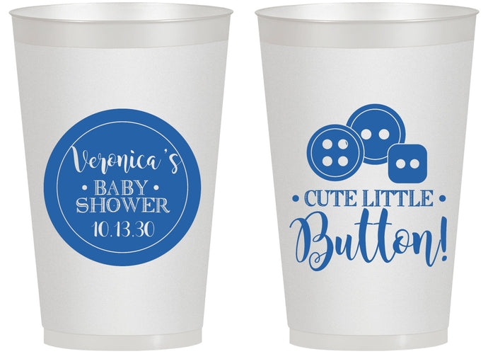 Personalized Baby Shower 14 oz Frosted Cups - Cute Little Button | 90189
