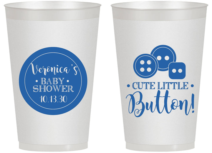 Personalized Baby Shower 14 oz Frosted Cups - Cute Little Button | 90189