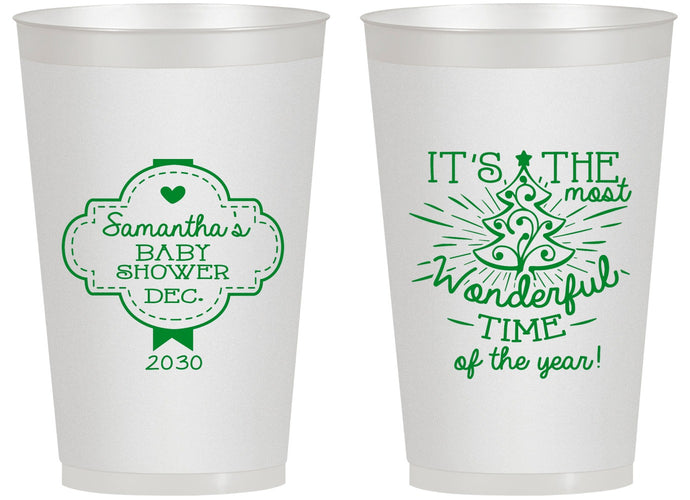 Personalized Baby Shower 14 oz Frosted Cups - Christmas | 90190