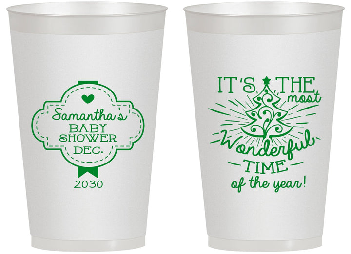 Personalized Baby Shower 14 oz Frosted Cups - Christmas | 90190