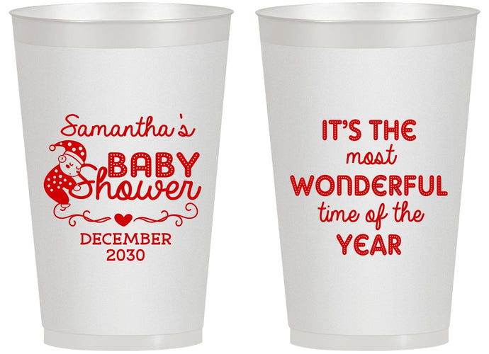 Personalized Baby Shower 14 oz Frosted Cups - Christmas | 90191