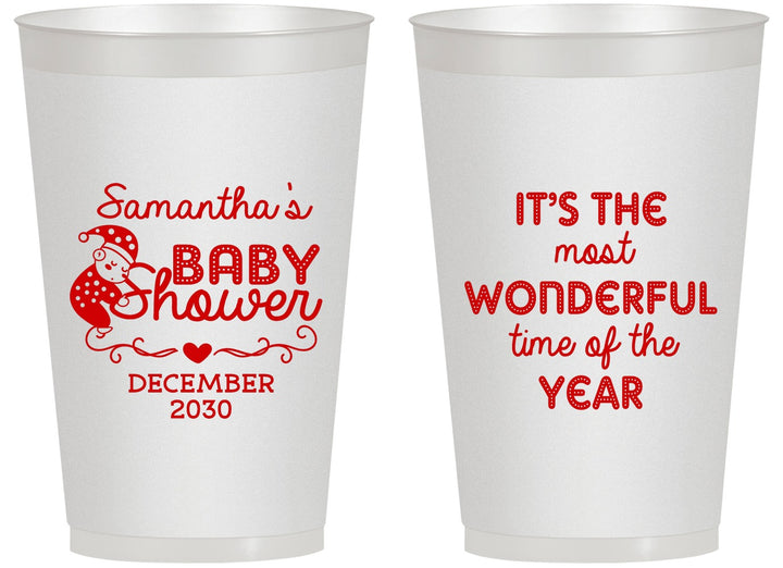 Personalized Baby Shower 14 oz Frosted Cups - Christmas | 90191