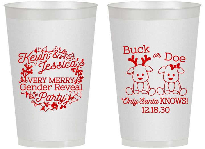 Personalized Baby Shower 14 oz Frosted Cups - Christmas Gender Reveal | 90193