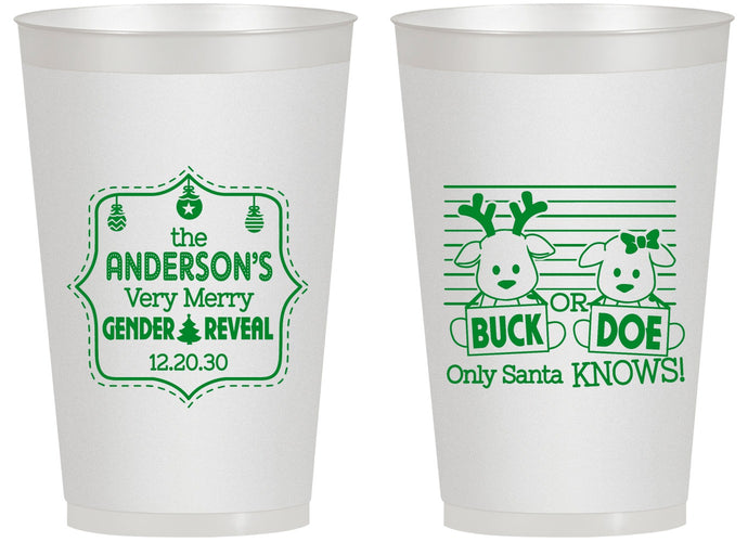Personalized Baby Shower 14 oz Frosted Cups - Christmas Gender Reveal | 90194