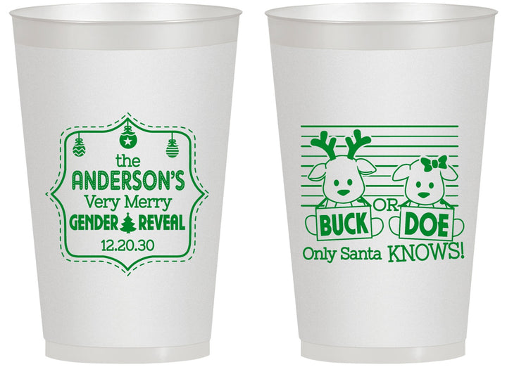 Personalized Baby Shower 14 oz Frosted Cups - Christmas Gender Reveal | 90194