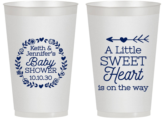 Personalized Baby Shower 14 oz Frosted Cups - Little Sweet Heart | 90195