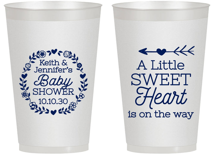 Personalized Baby Shower 14 oz Frosted Cups - Little Sweet Heart | 90195