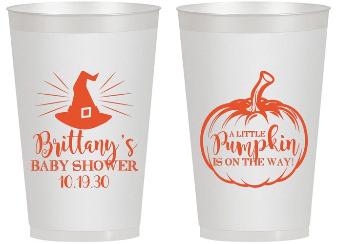 Personalized Baby Shower 14 oz Frosted Cups - Little Pumpkin Halloween | 90196