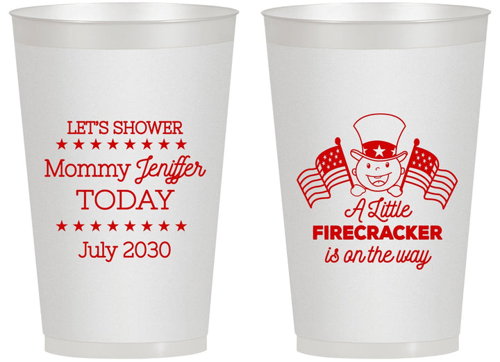 Personalized Baby Shower 14 oz Frosted Cups - Little Firecracker | 90198