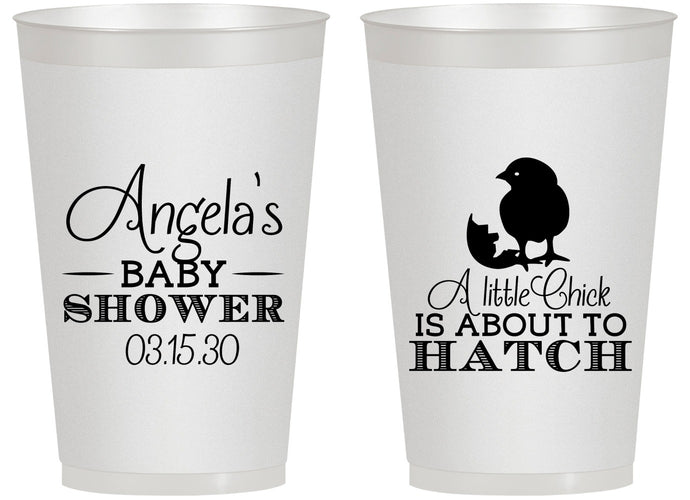 Personalized Baby Shower 14 oz Frosted Cups - Chick About To Hatch | 90199