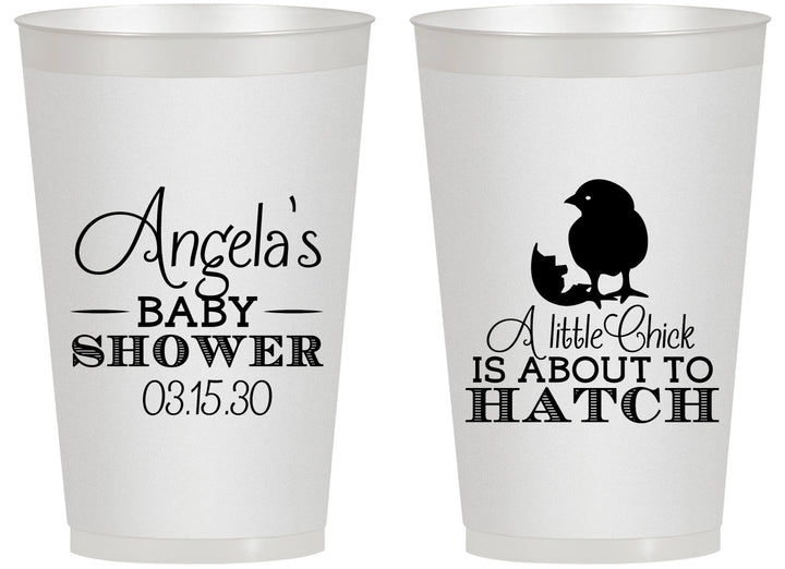 Personalized Baby Shower 14 oz Frosted Cups - Chick About To Hatch | 90199