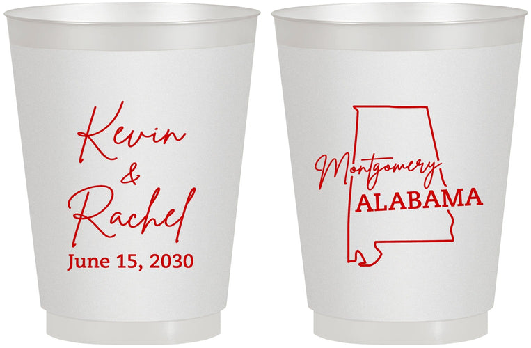 Personalized Wedding 16 oz Frosted Cups - Alabama | 100