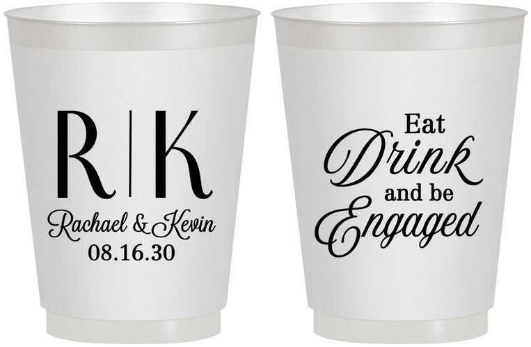 Personalized Engagement 16 oz Frosted Cups - Eat Drink Be Engaged | 10000