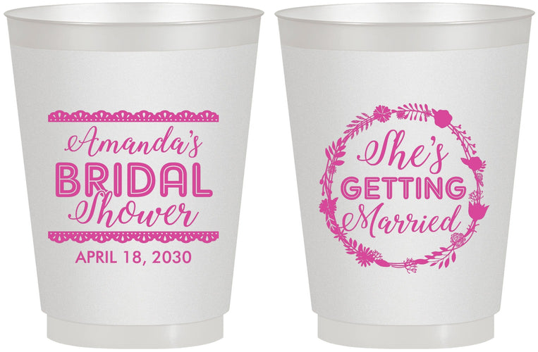 Personalized Bridal Shower 16 oz Frosted Cups - She's Getting Married | 100003