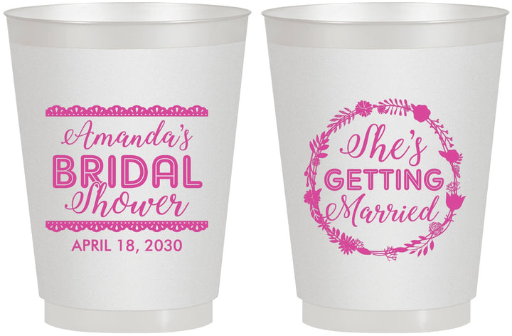 Personalized Bridal Shower 16 oz Frosted Cups - She's Getting Married | 100003