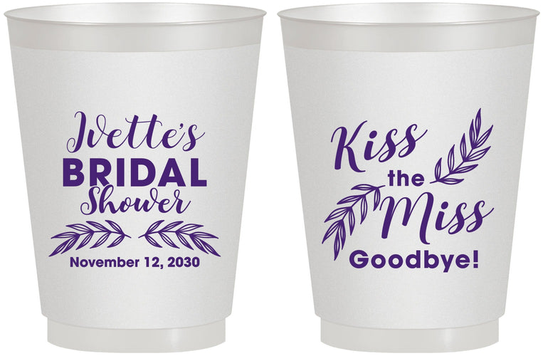 Personalized Bridal Shower 16 oz Frosted Cups - Kiss The Miss Goodbye | 100010