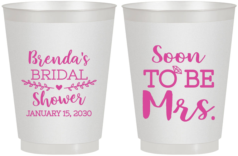 Personalized Bridal Shower 16 oz Frosted Cups - Soon To Be Mrs | 100013
