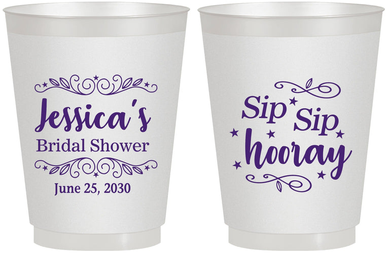 Personalized Bridal Shower 16 oz Frosted Cups - Sip Sip Hooray | 100016