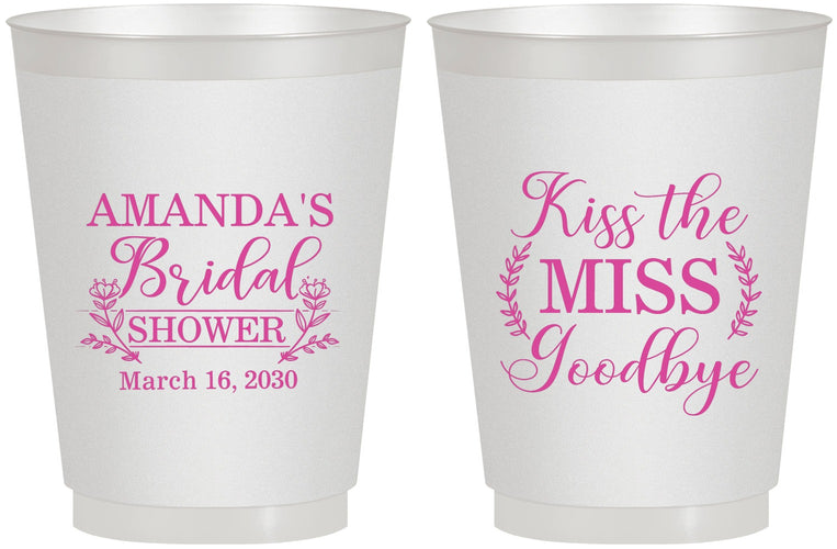 Personalized Bridal Shower 16 oz Frosted Cups - Kiss The Miss Goodbye | 100017