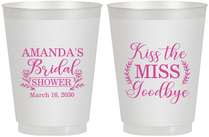 Personalized Bridal Shower 16 oz Frosted Cups - Kiss The Miss Goodbye | 100017