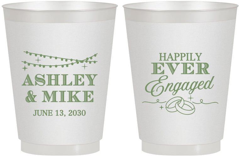 Personalized Engagement 16 oz Frosted Cups - Happily Ever Engaged | 10006