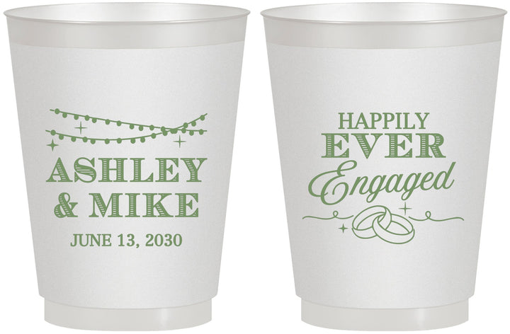 Personalized Engagement 16 oz Frosted Cups - Happily Ever Engaged | 10006