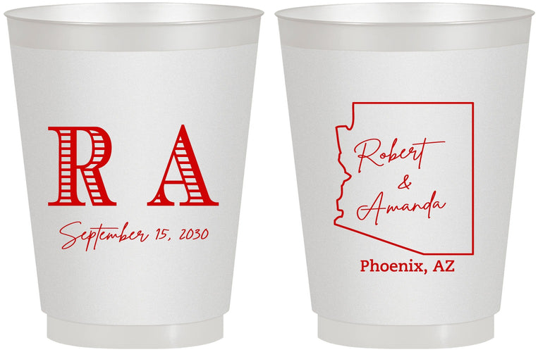 Personalized Wedding 16 oz Frosted Cups - Arizona | 102