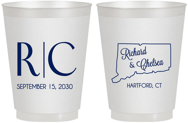 Personalized Wedding 16 oz Frosted Cups - Connecticut | 106
