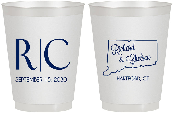 Personalized Wedding 16 oz Frosted Cups - Connecticut | 106