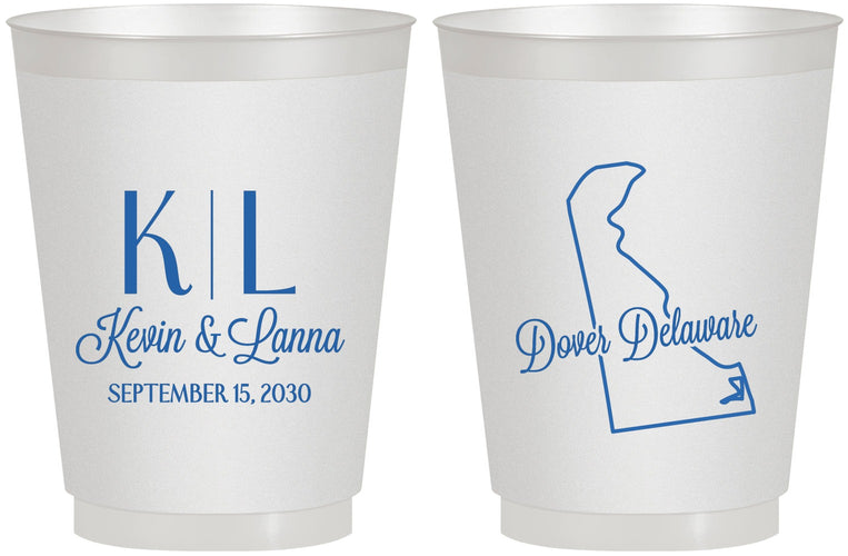 Personalized Wedding 16 oz Frosted Cups - Delaware | 107
