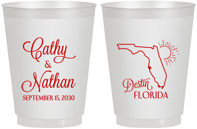 Personalized Wedding 16 oz Frosted Cups - Florida | 108