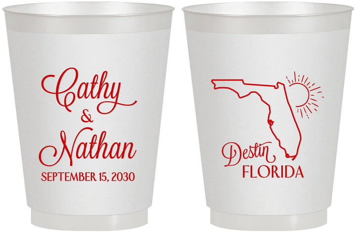 Personalized Wedding 16 oz Frosted Cups - Florida | 108